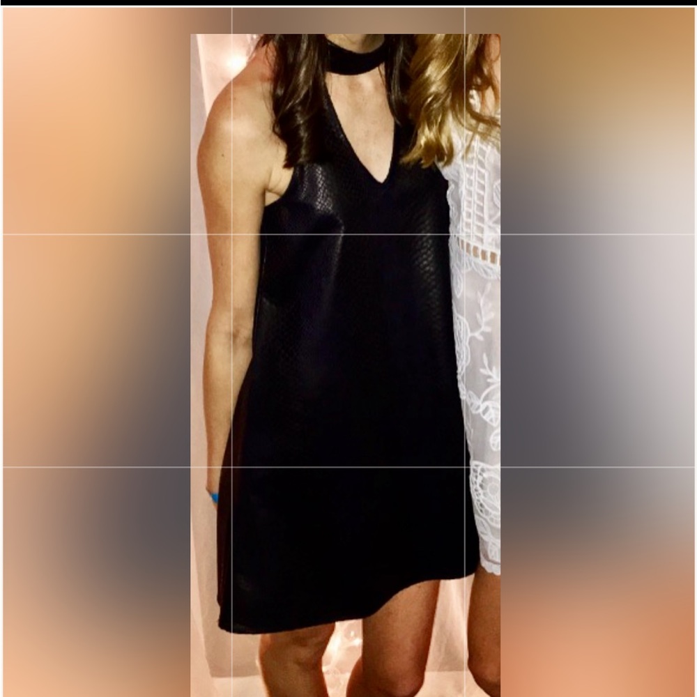 Olivacious Black Leather Snakeskin Dress